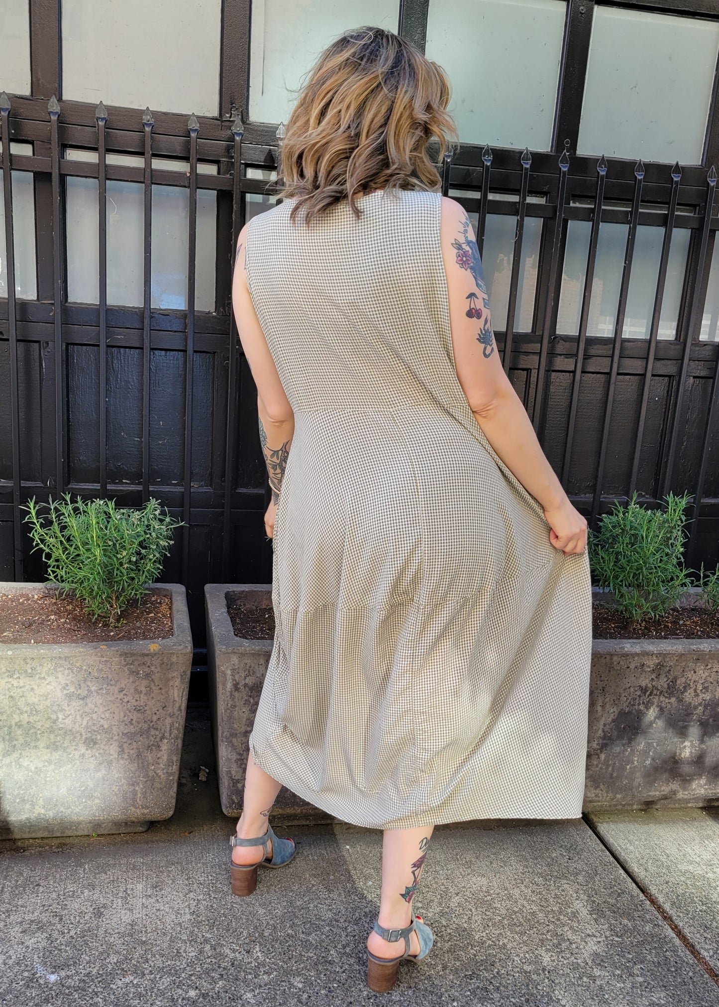Crinkle Check Bubble Dress
