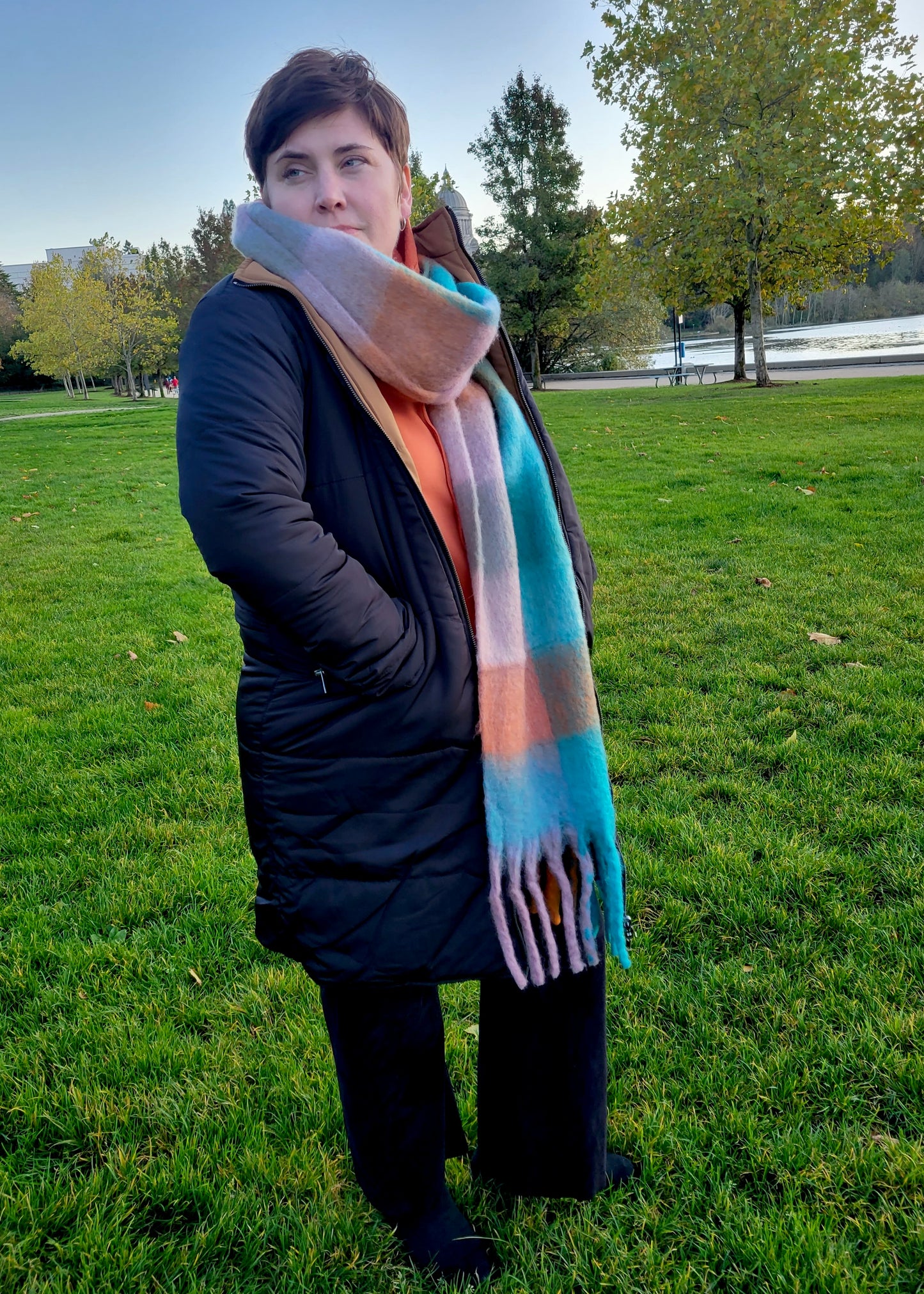 Plaid Fringe Scarf