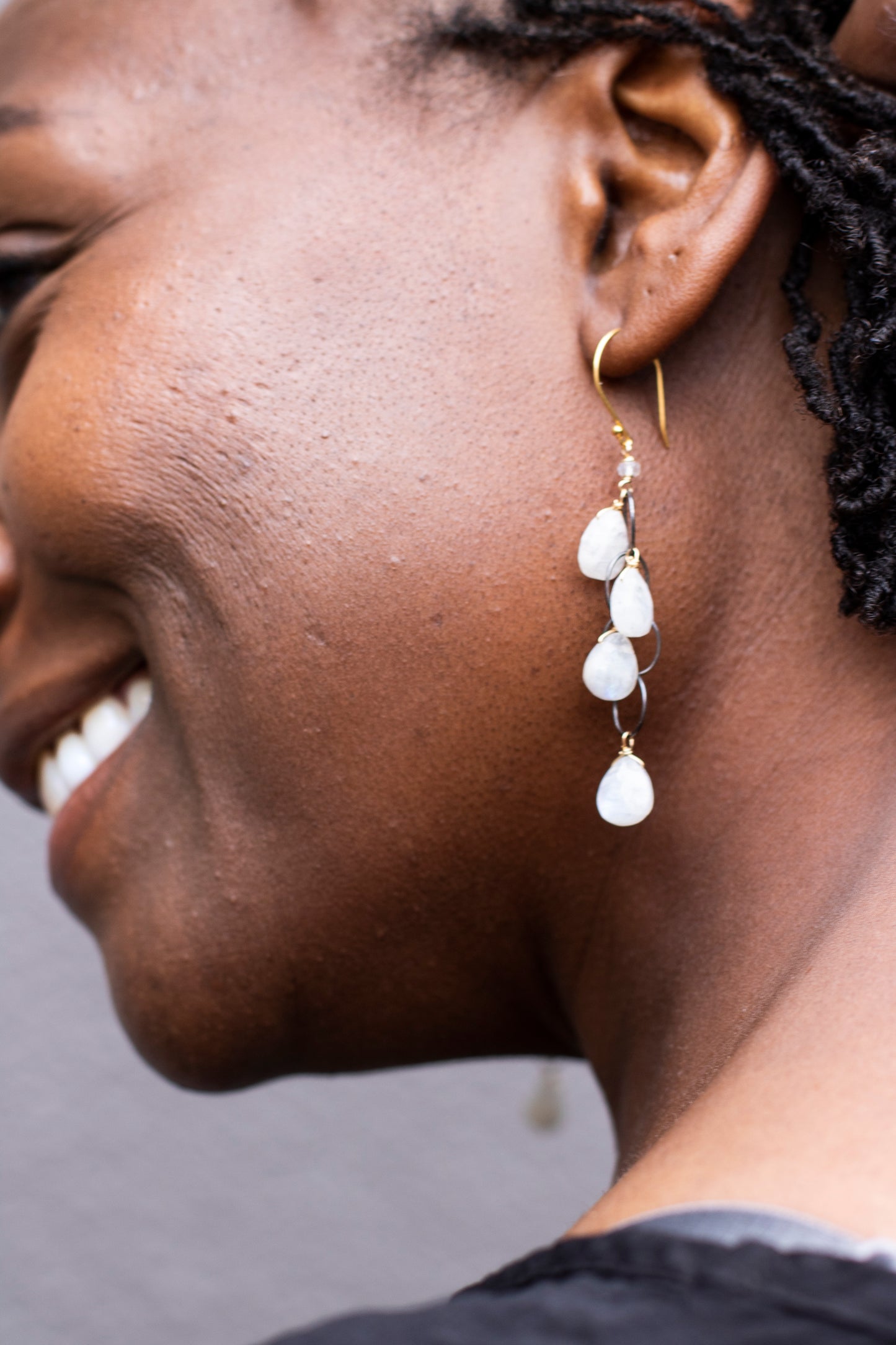 Moonstone Circle Chain Drop