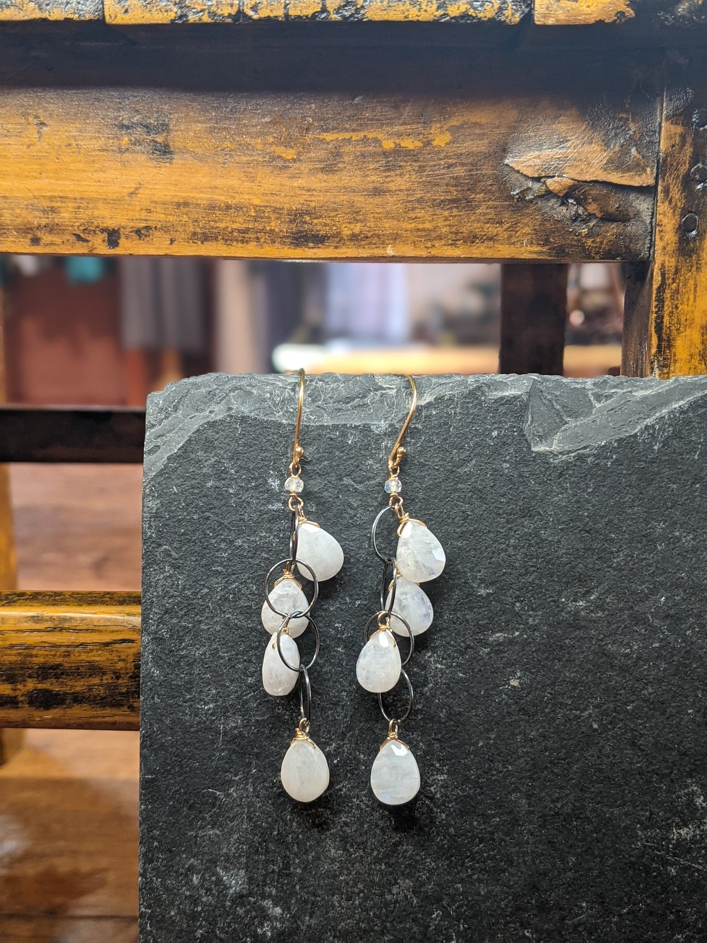 Moonstone Circle Chain Drop