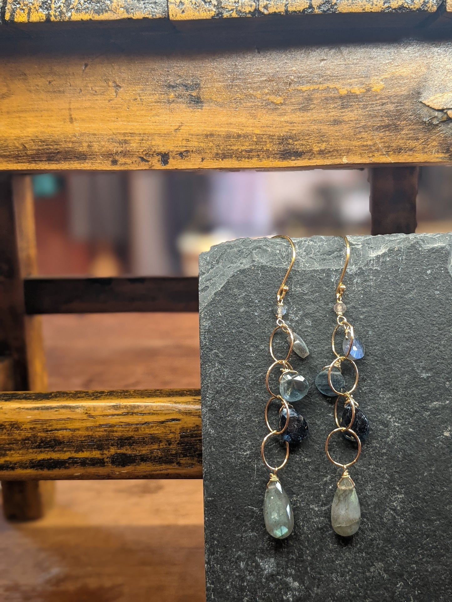 Lab Kyanite Pearl Topaz Earring