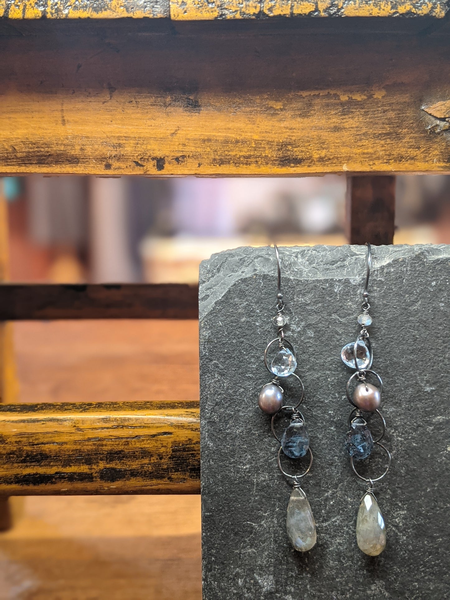 Lab Kyanite Aqua Drop Earring