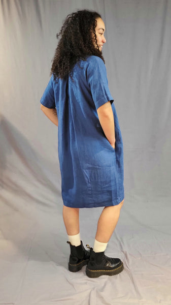Split Neck Linen Dress