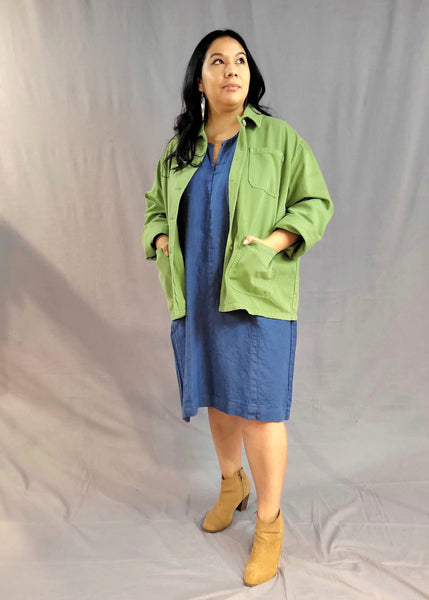 Split Neck Linen Dress