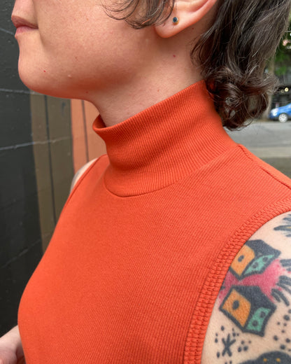 Sleeveless Rib Mock