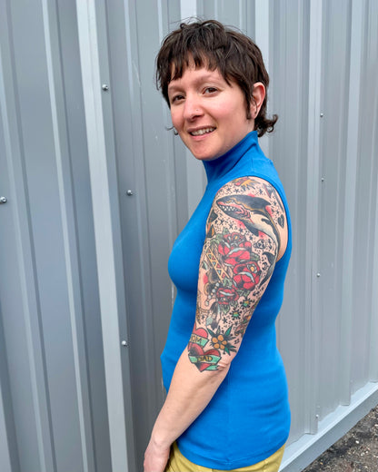 Sleeveless Rib Mock