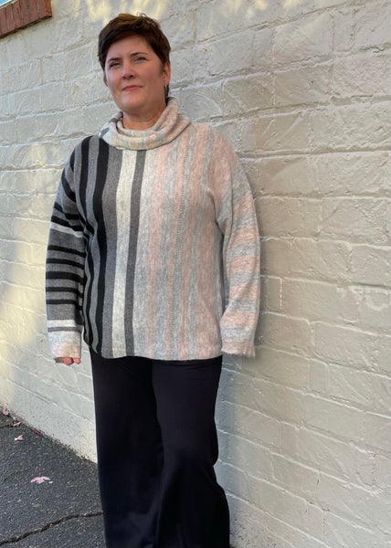 Stripe Cowl Sweater