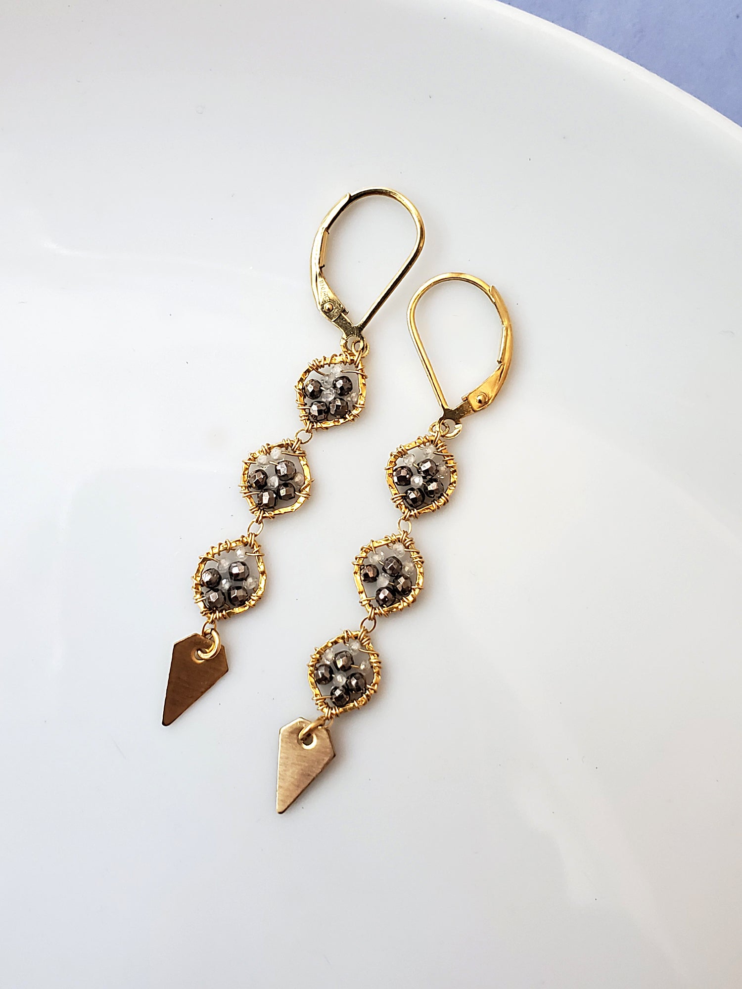3 Circle Gold Drop Earring