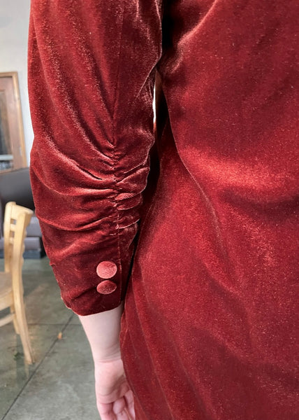 Ruche Sleeve Velvet Blazer