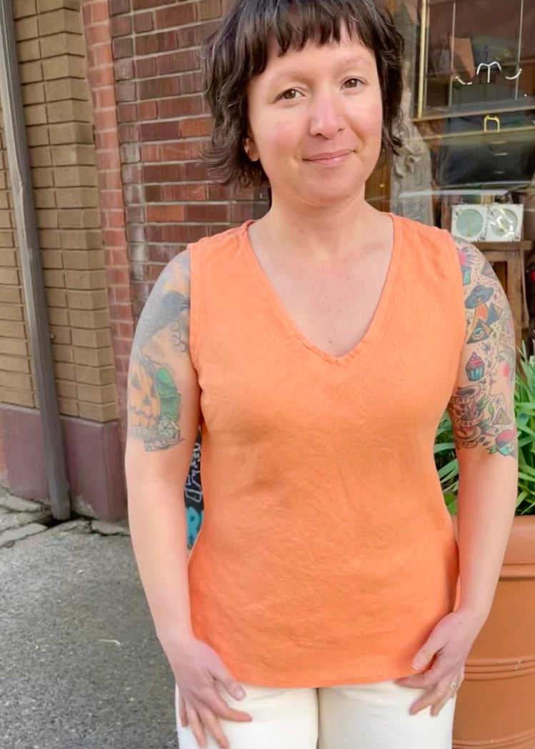 Linen Bias V Tank