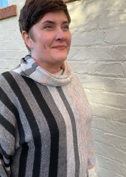 Stripe Cowl Sweater