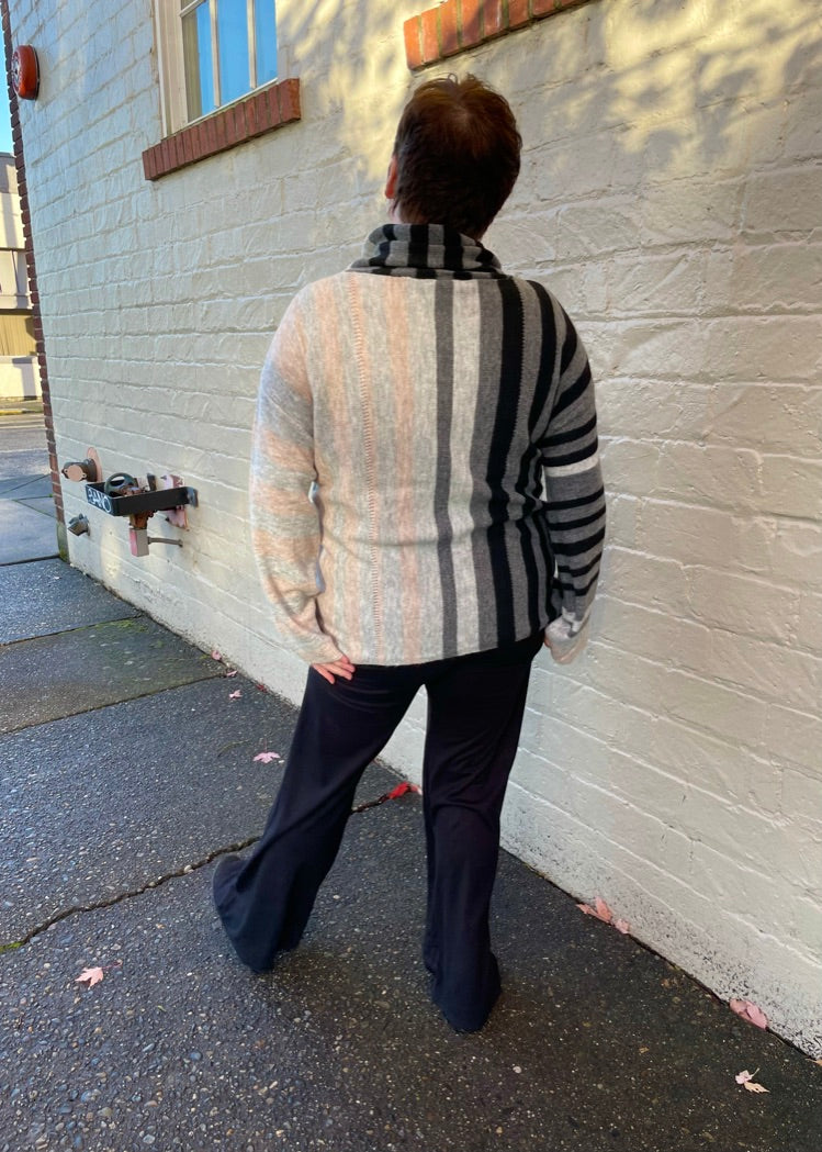 Stripe Cowl Sweater