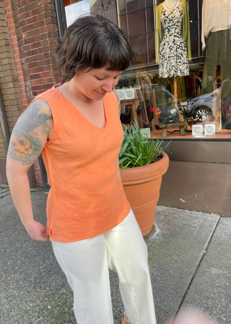 Linen Bias V Tank