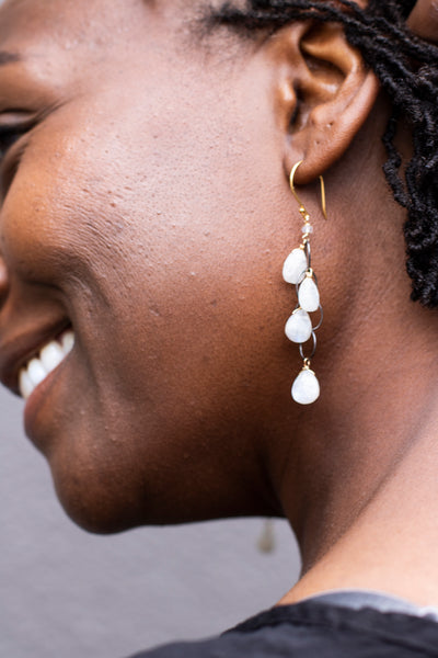 Moonstone Circle Chain Drop